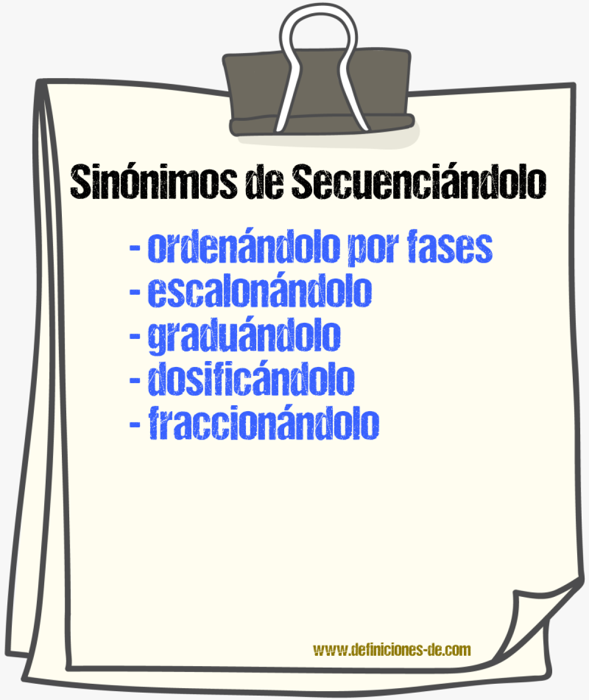 Sinónimos de secuenciándolo