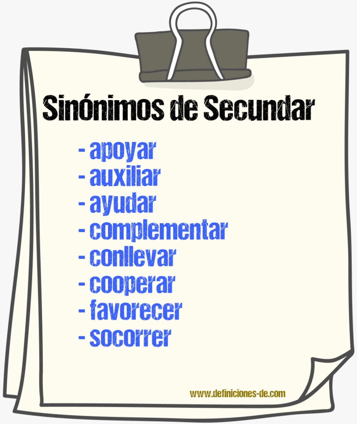 Sinnimos de secundar