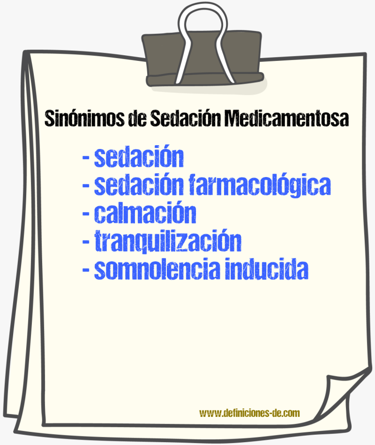 Sinónimos de sedación medicamentosa