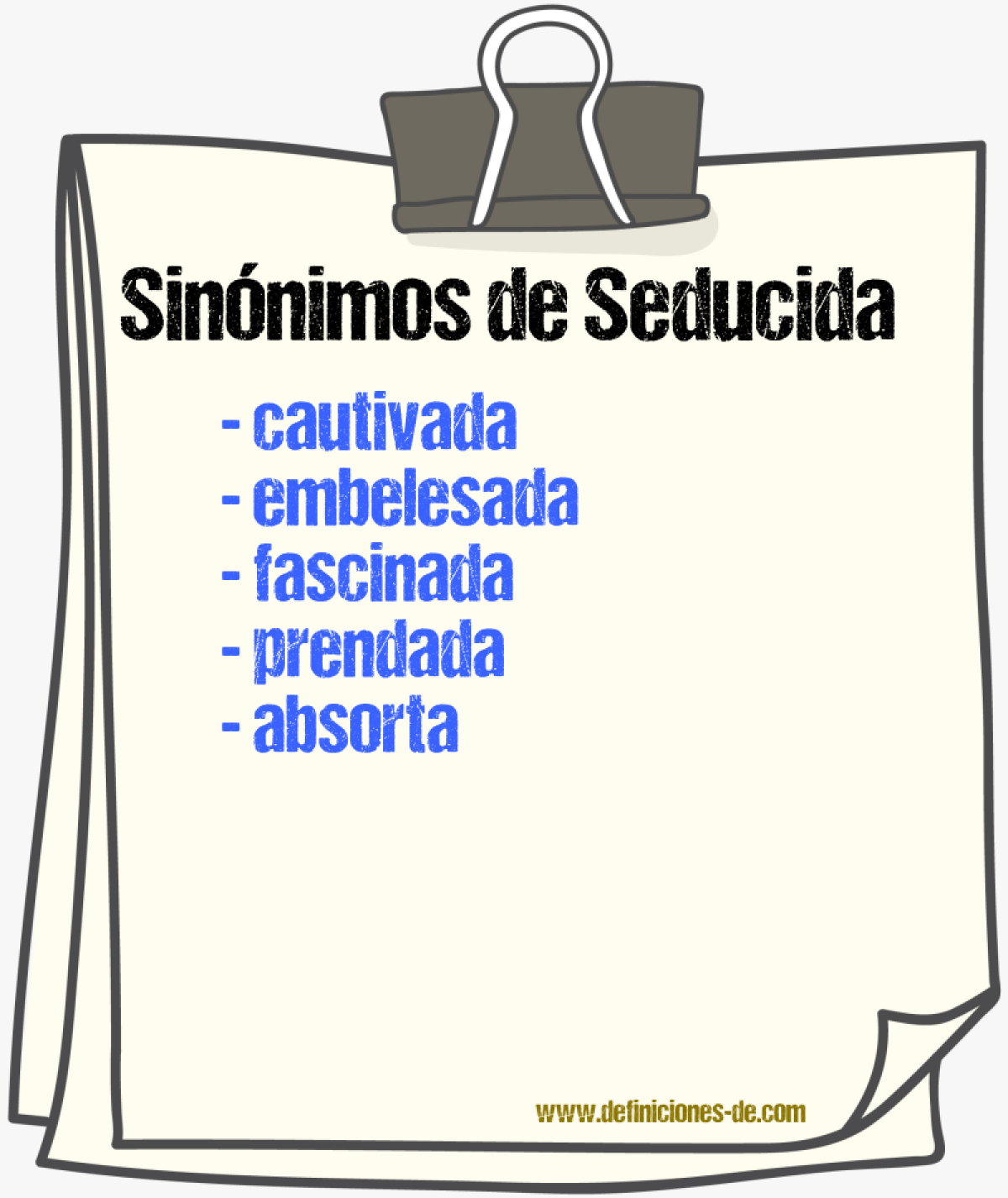 Sinónimos de seducida