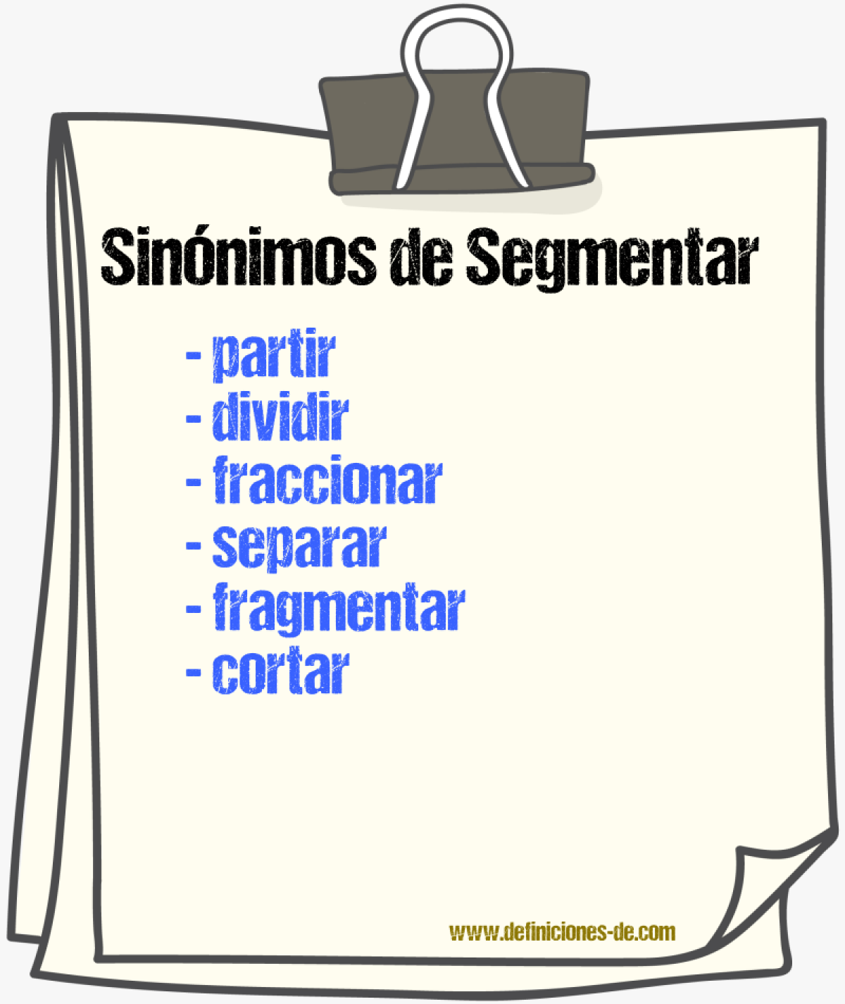 Sinnimos de segmentar