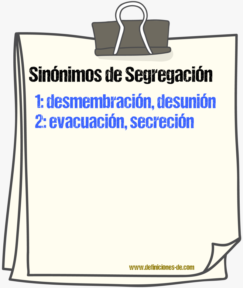 Sinónimos de segregación
