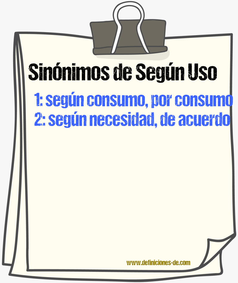 Sinónimos de según uso