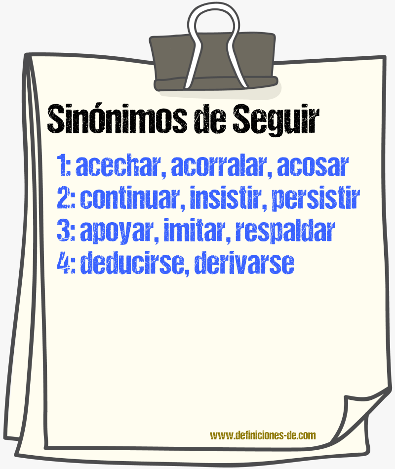 Sinnimos de seguir