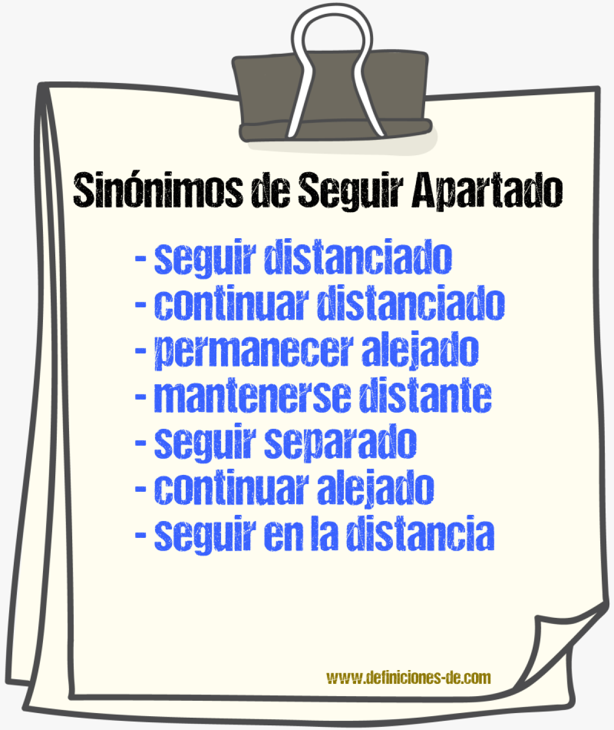 Sinónimos de seguir apartado