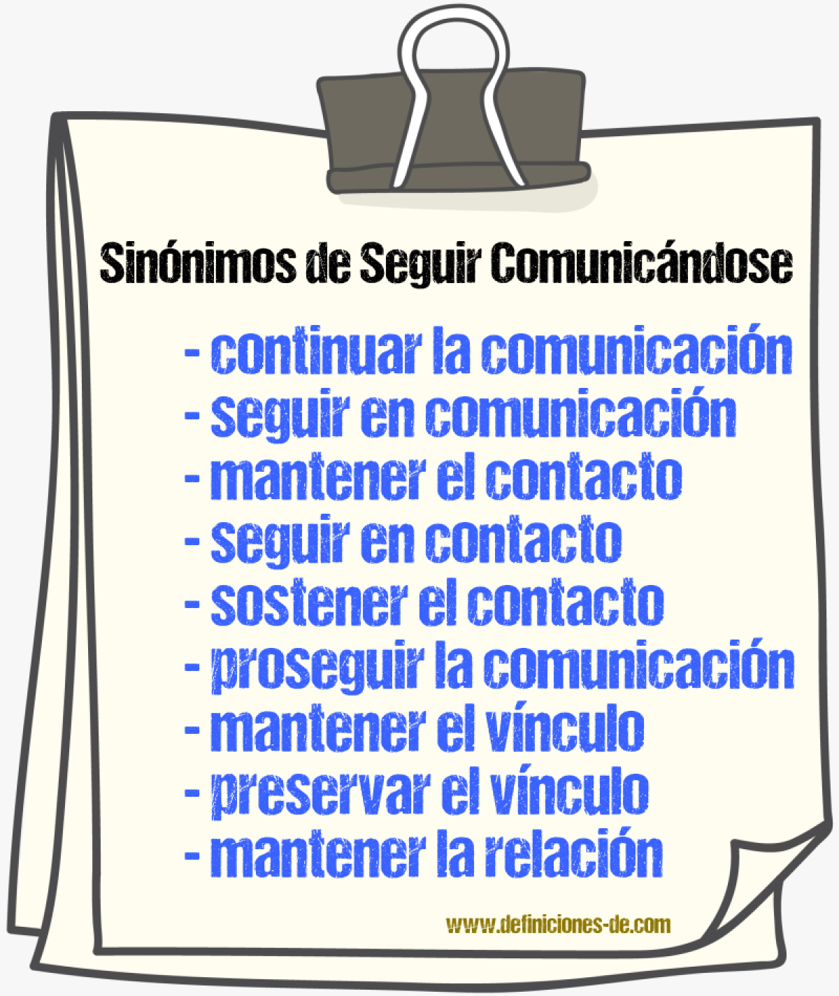 Sinónimos de seguir comunicándose