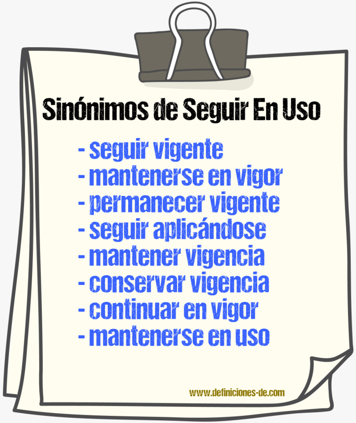 Sinónimos de seguir en uso