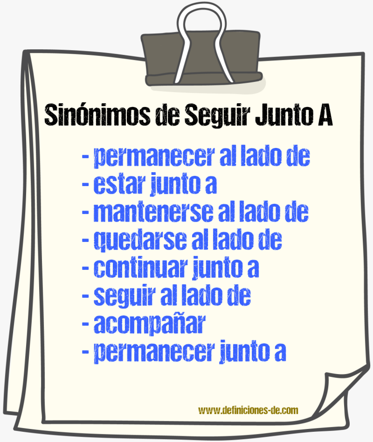 Sinónimos de seguir junto a