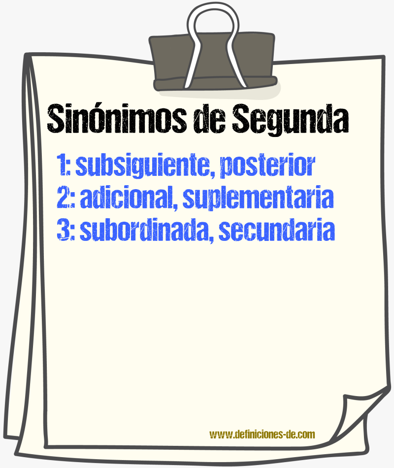 Sinónimos de segunda