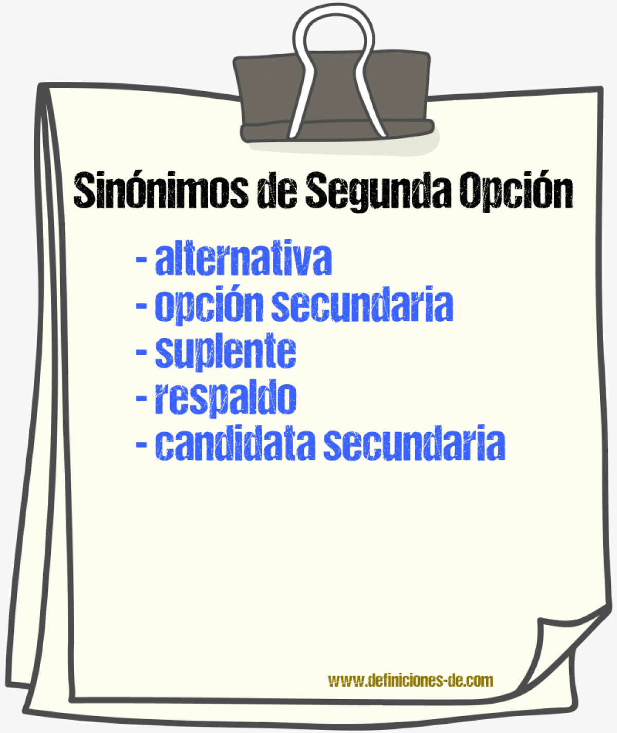 Sinónimos de segunda opción