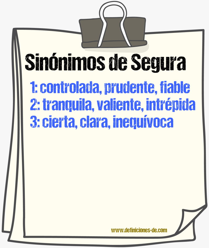 Sinónimos de segura