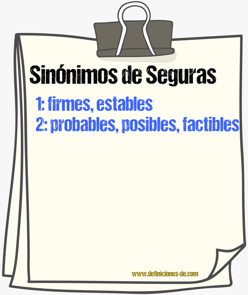 Sinónimos de seguras