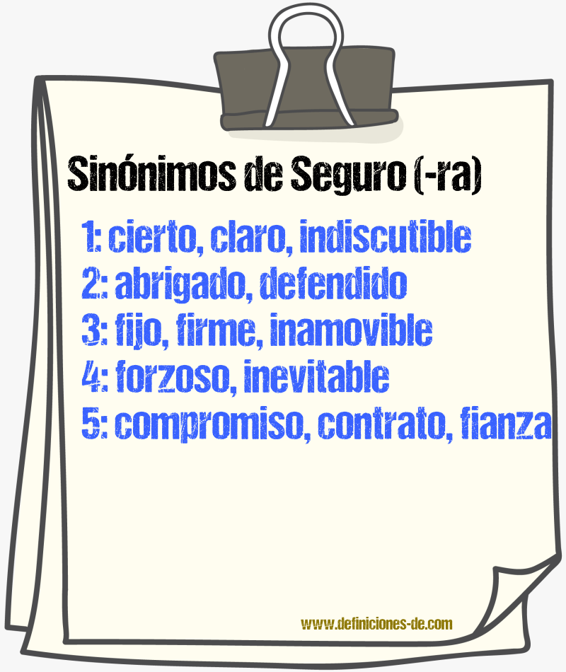 Sinnimos de seguro