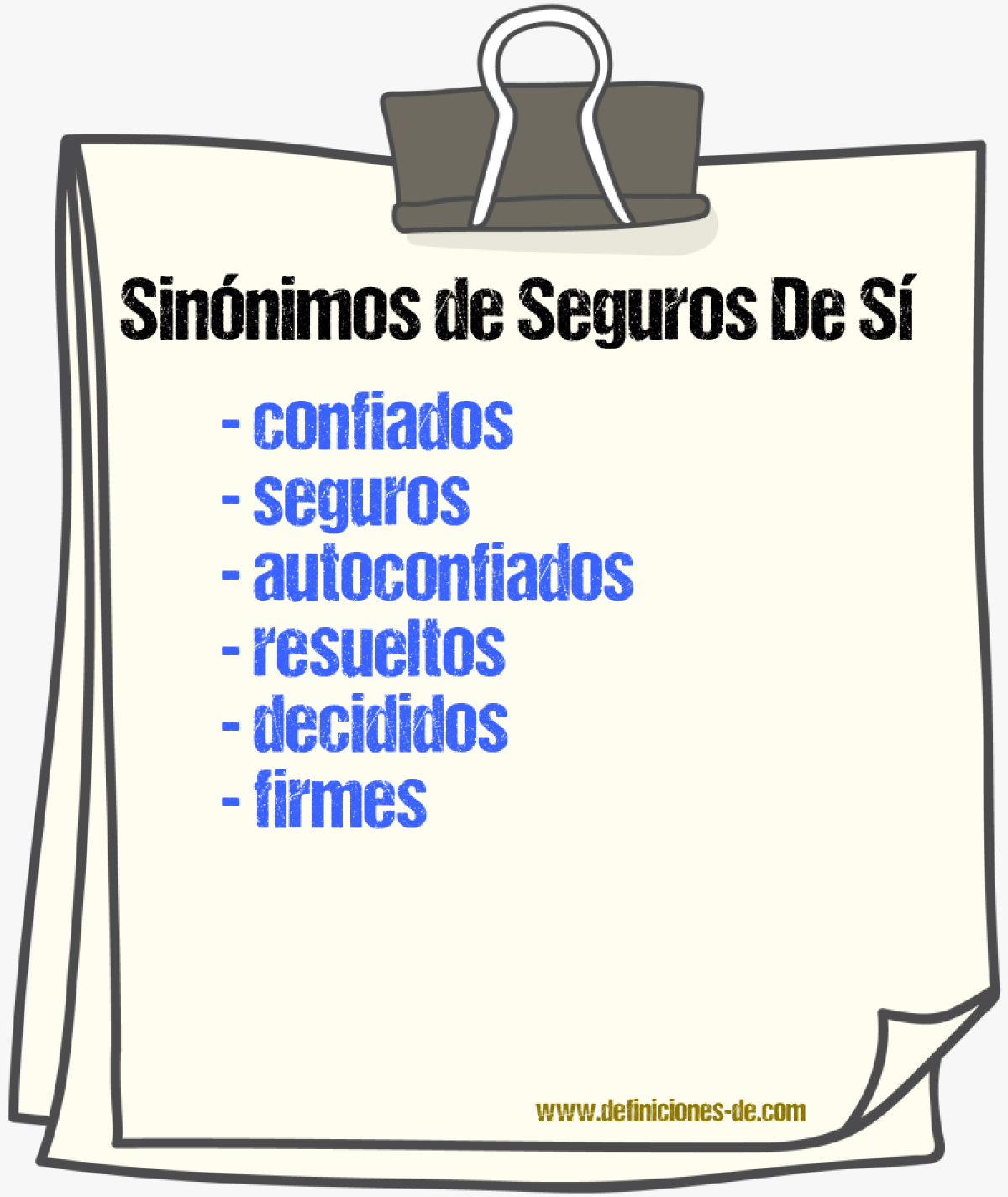 Sinónimos de seguros de sí