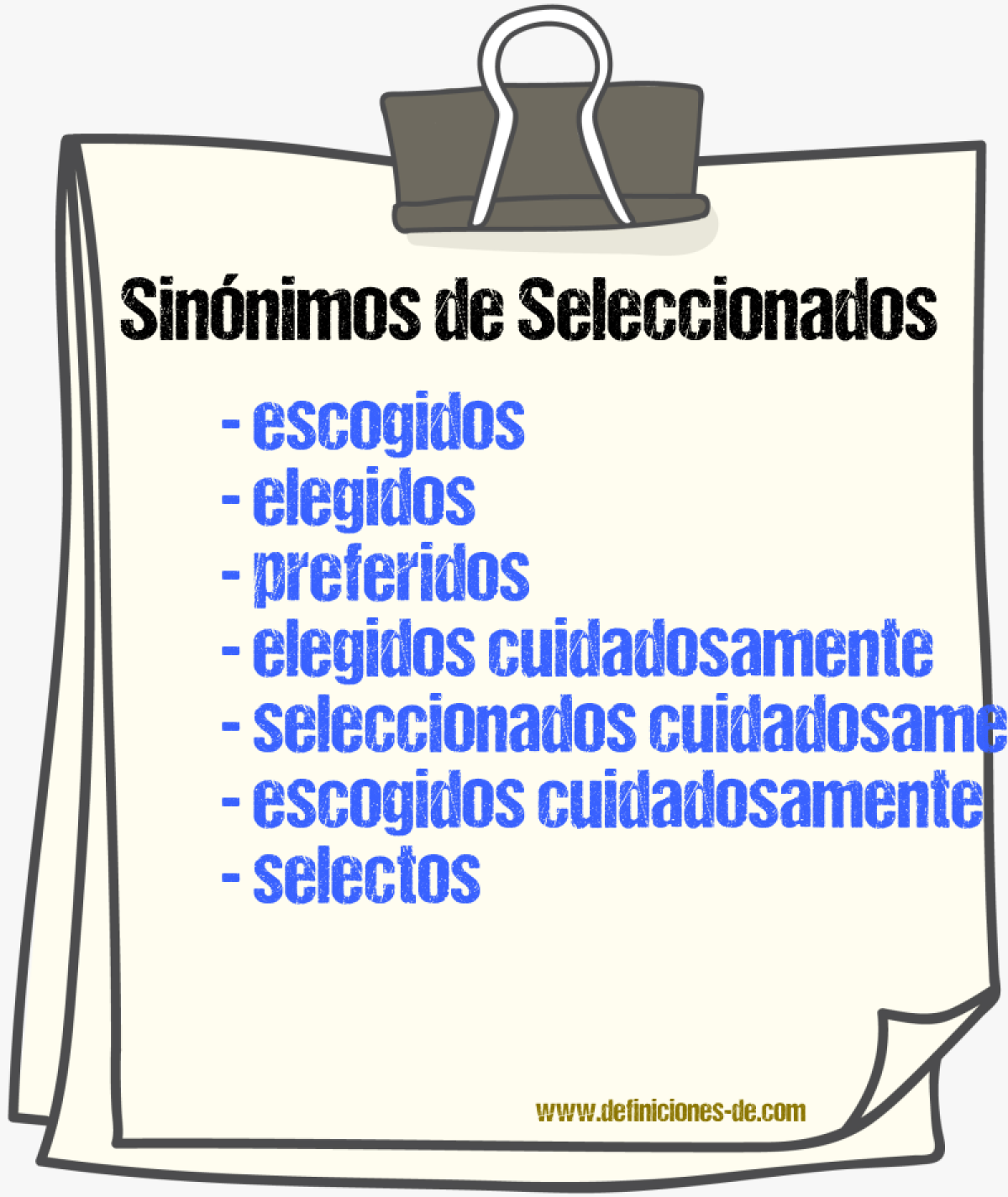 Sinónimos de seleccionados