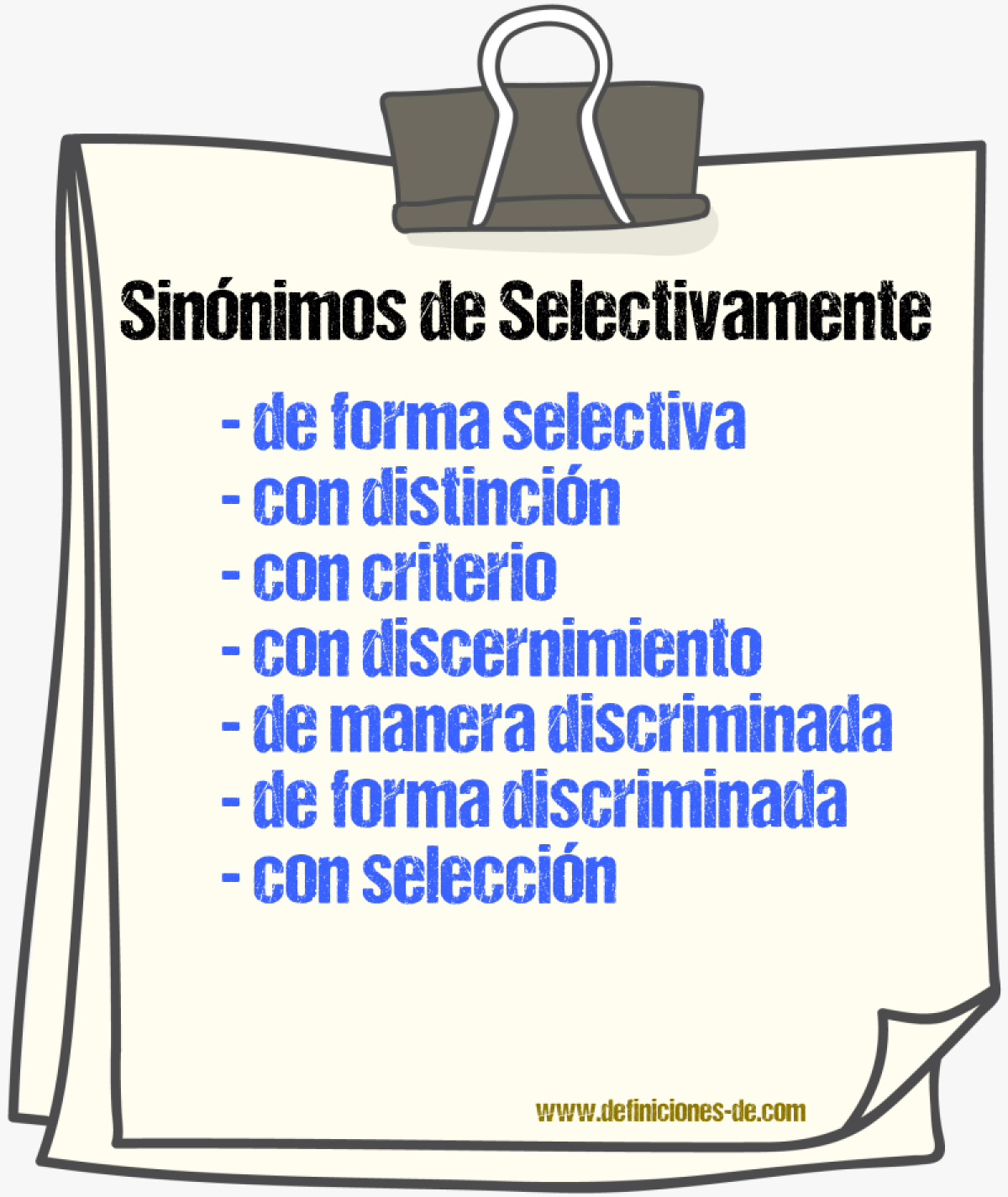 Sinónimos de selectivamente