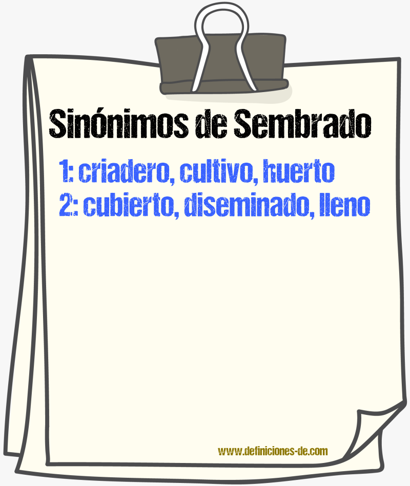 Sinnimos de sembrado