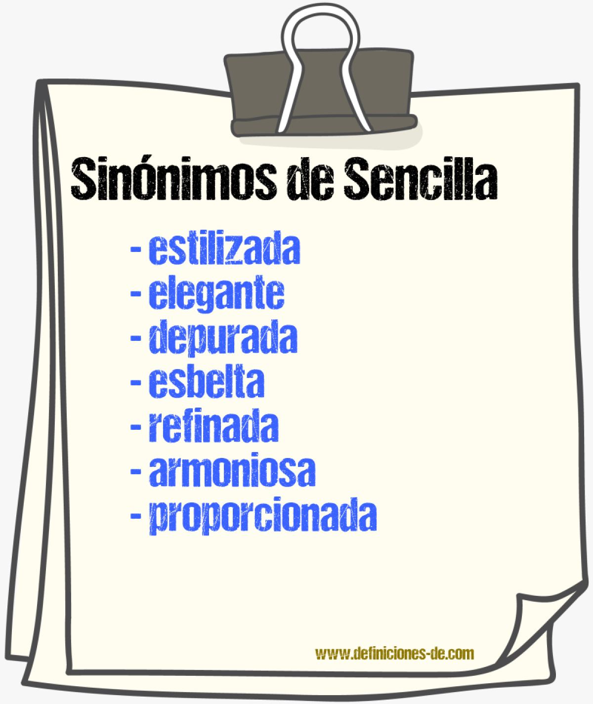 Sinónimos de sencilla