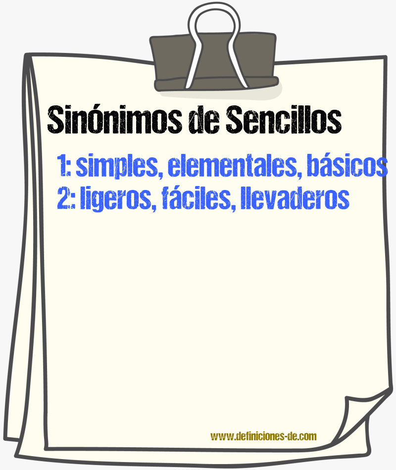 Sinónimos de sencillos