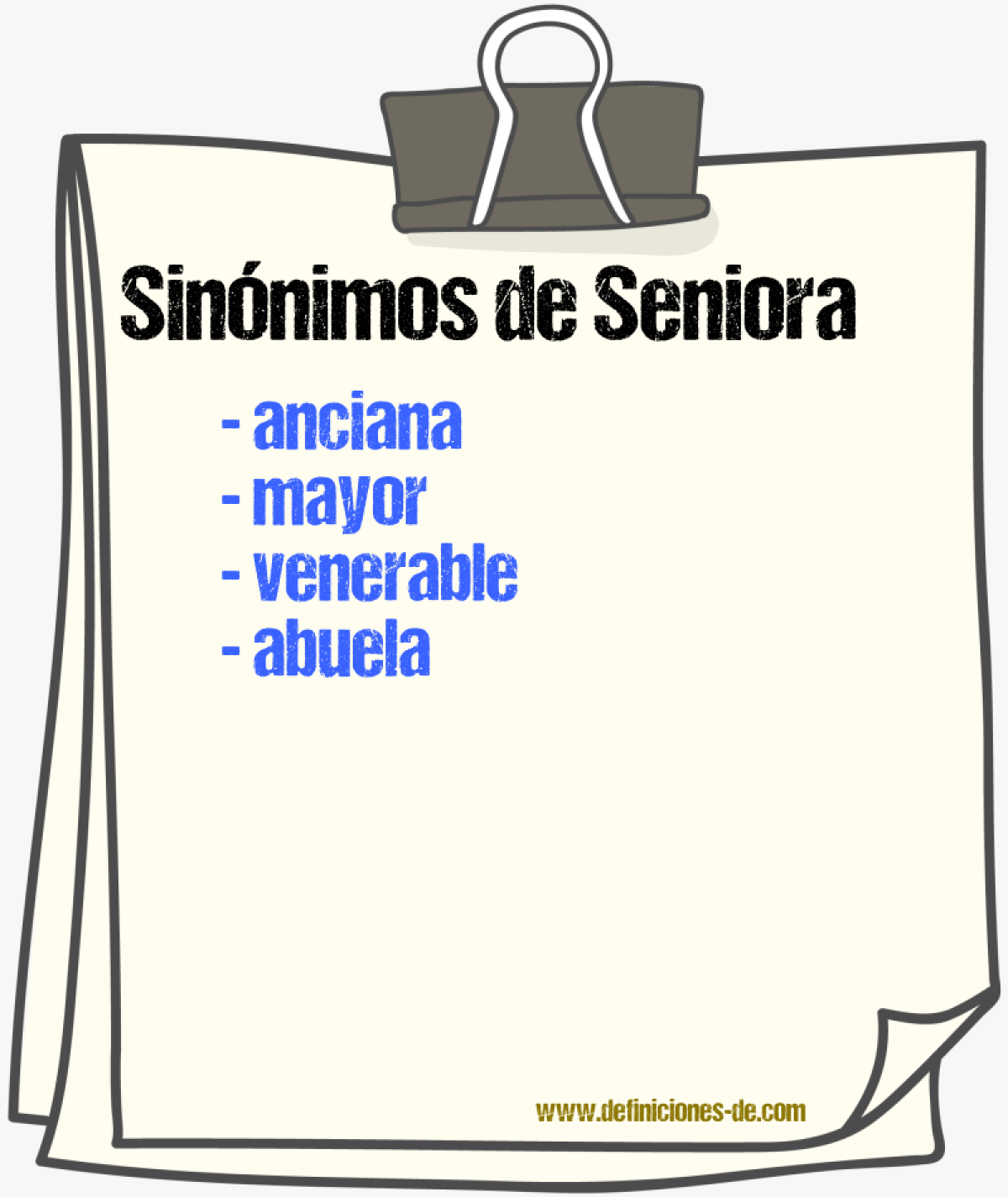 Sinónimos de seniora
