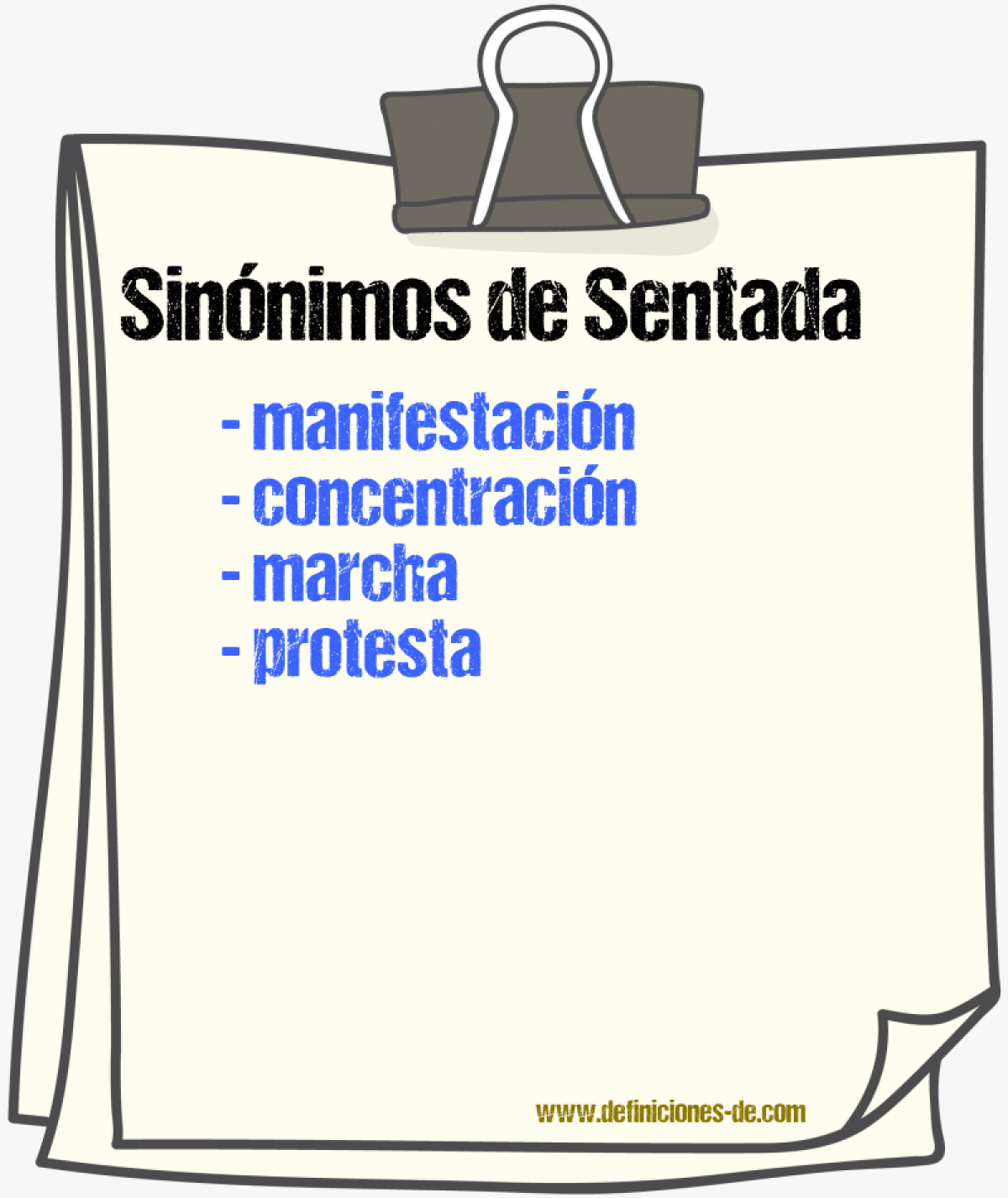 Sinnimos de sentada