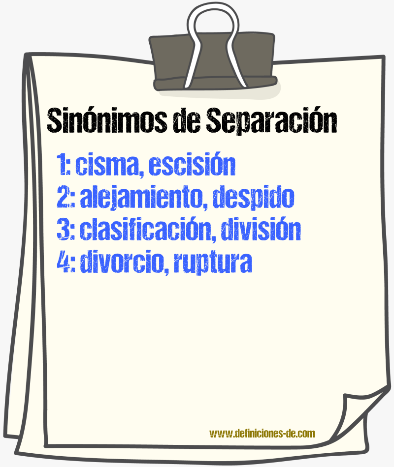 Sinnimos de separacin