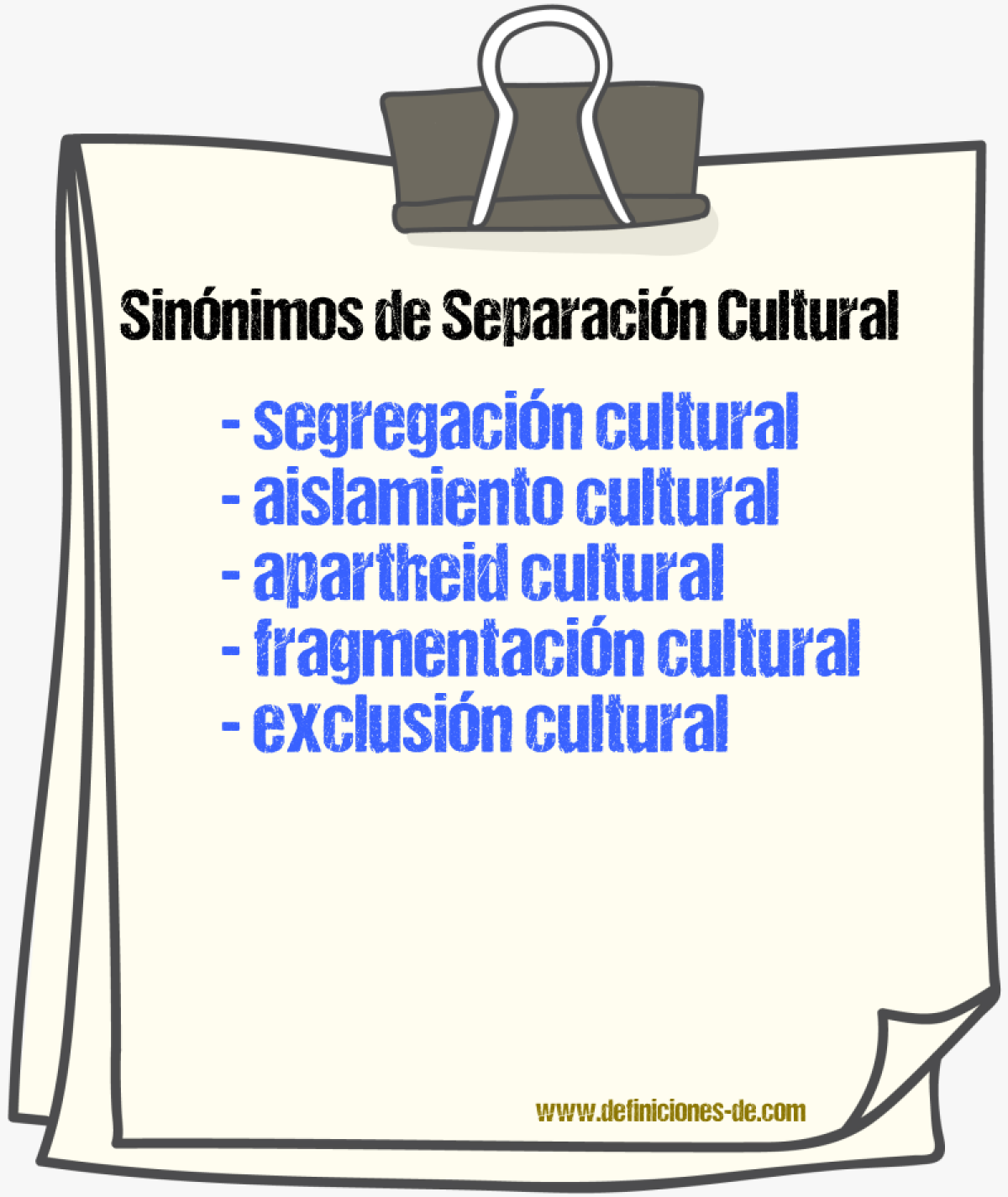 Sinónimos de separación cultural