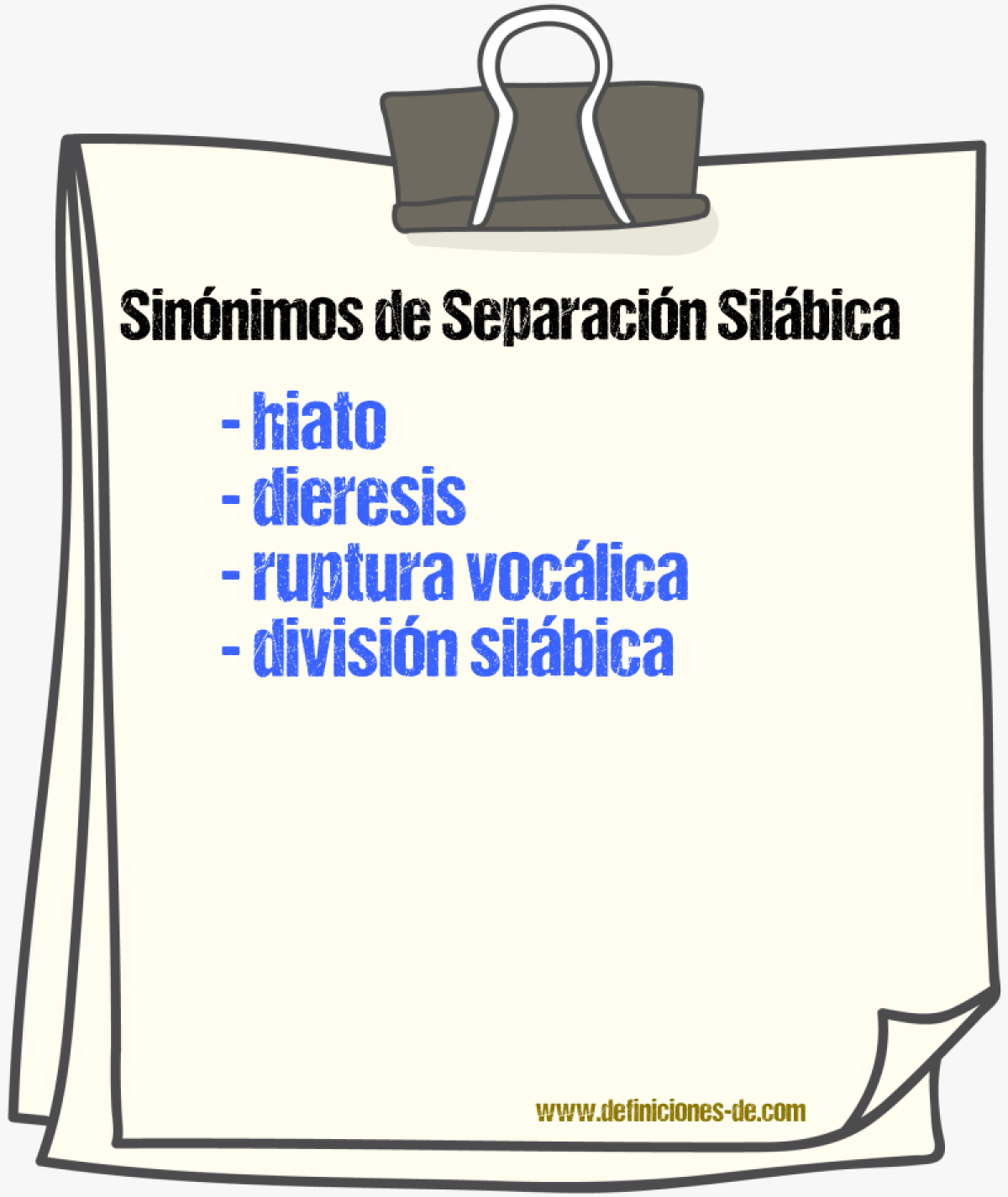 Sinónimos de separación silábica
