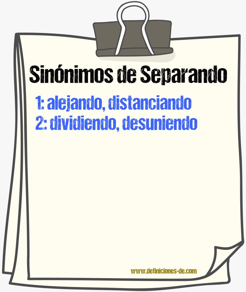 Sinónimos de separando