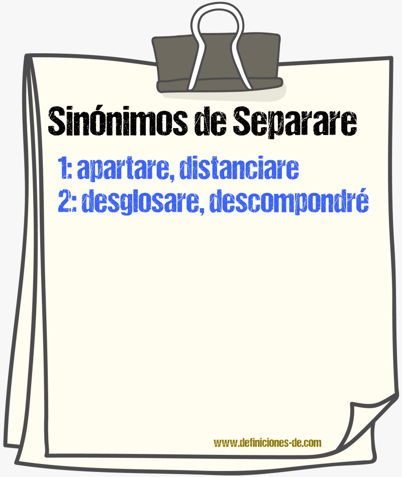 Sinónimos de separare