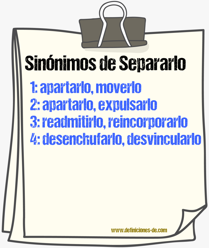 Sinónimos de separarlo