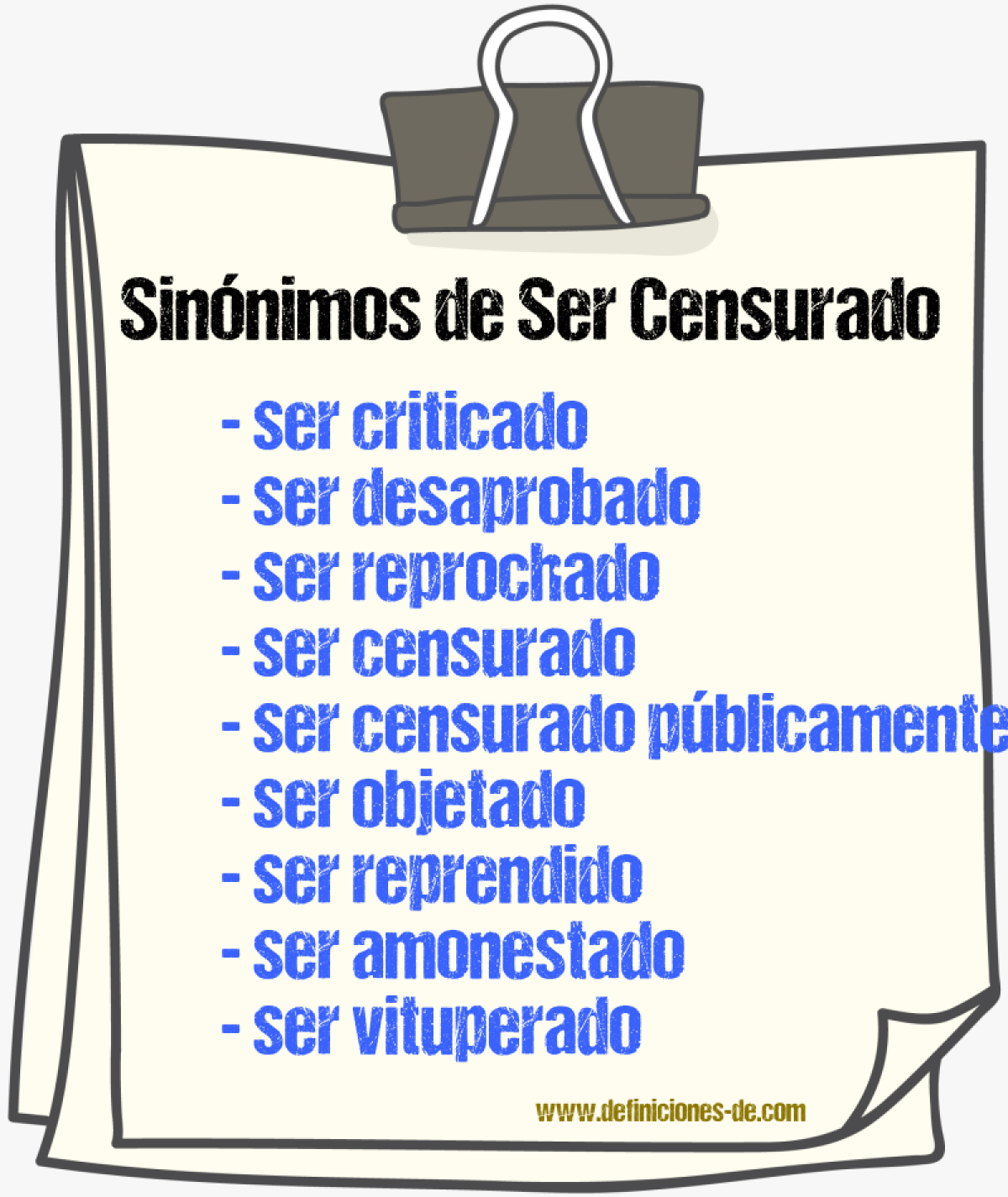 Sinónimos de ser censurado