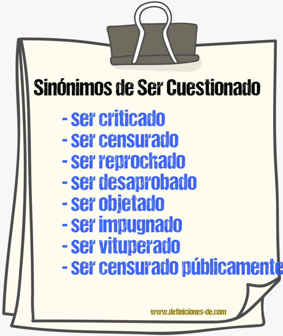 Sinónimos de ser cuestionado