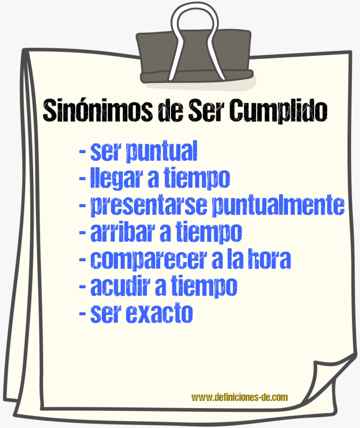 Sinónimos de ser cumplido