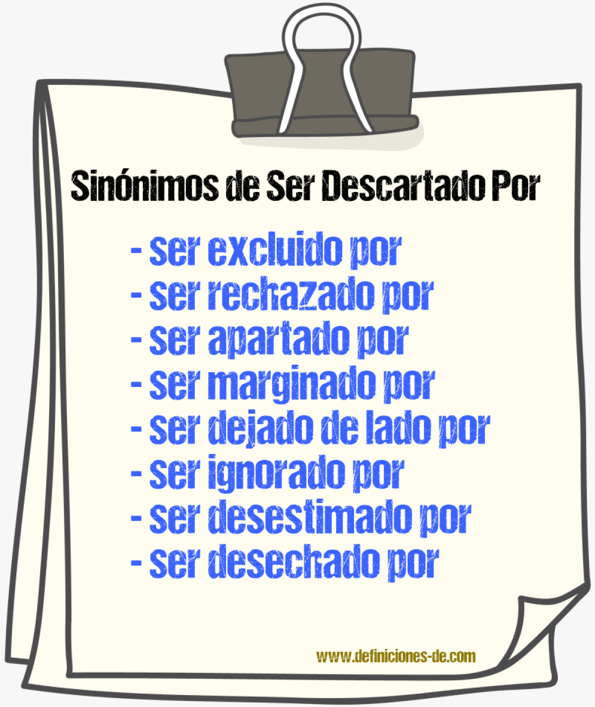 Sinónimos de ser descartado por
