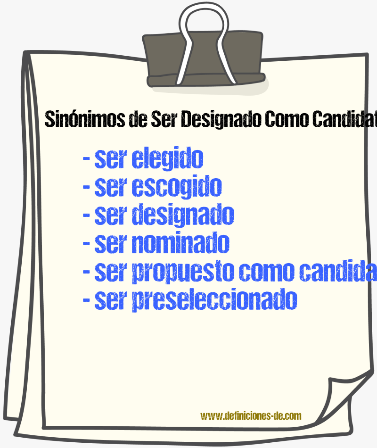 Sinónimos de ser designado como candidato