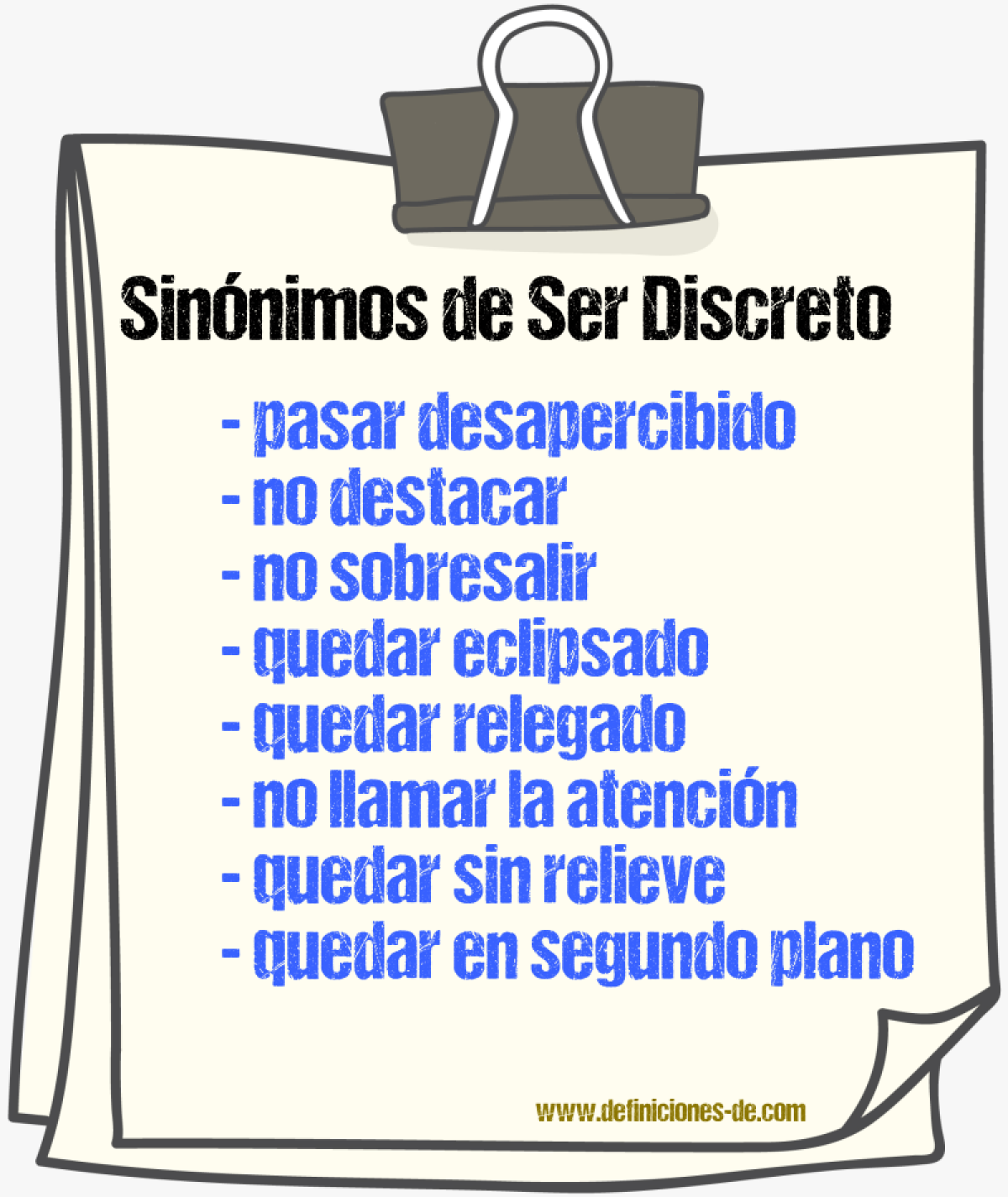Sinónimos de ser discreto