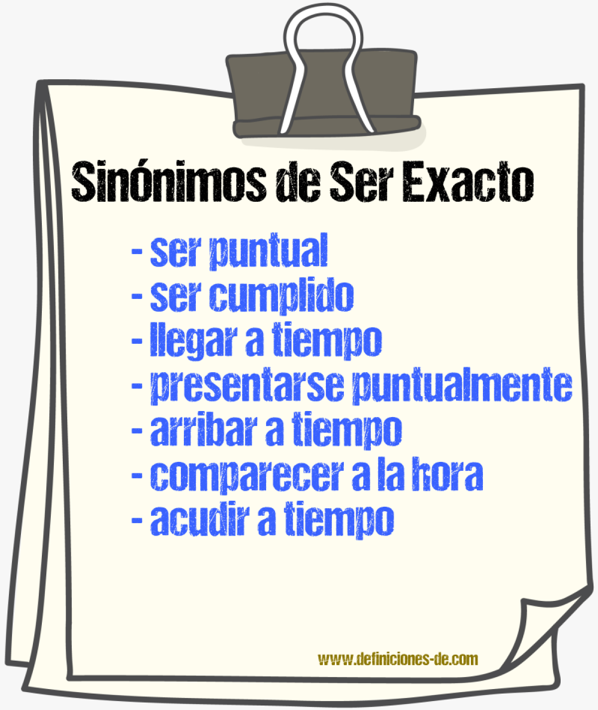 Sinónimos de ser exacto