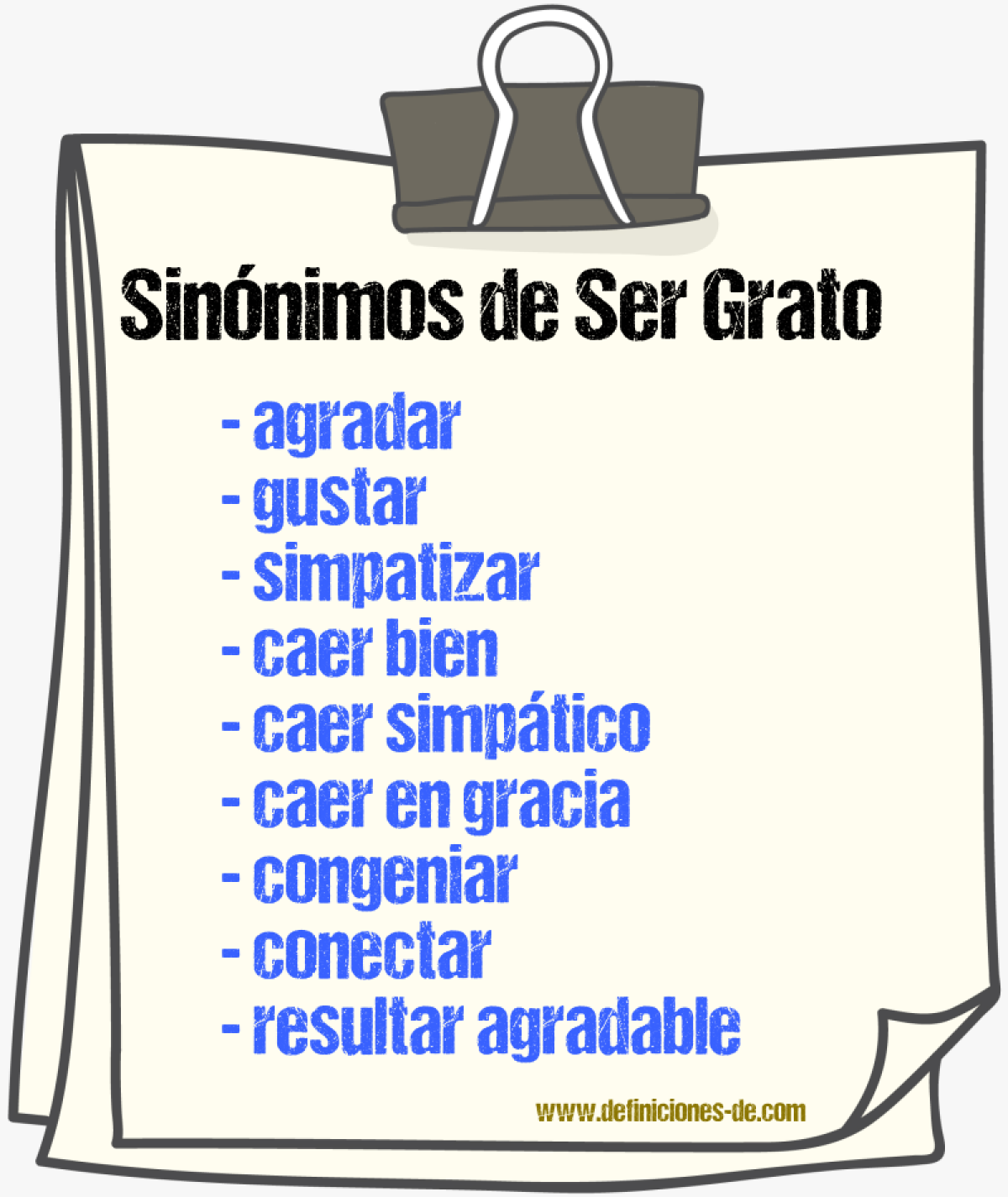 Sinónimos de ser grato