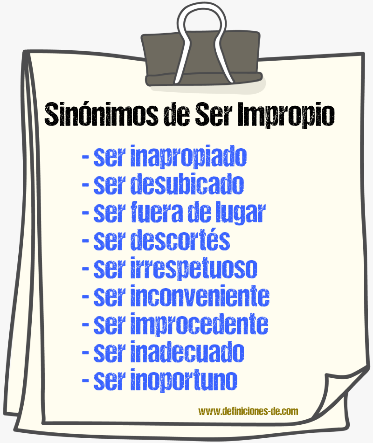 Sinónimos de ser impropio