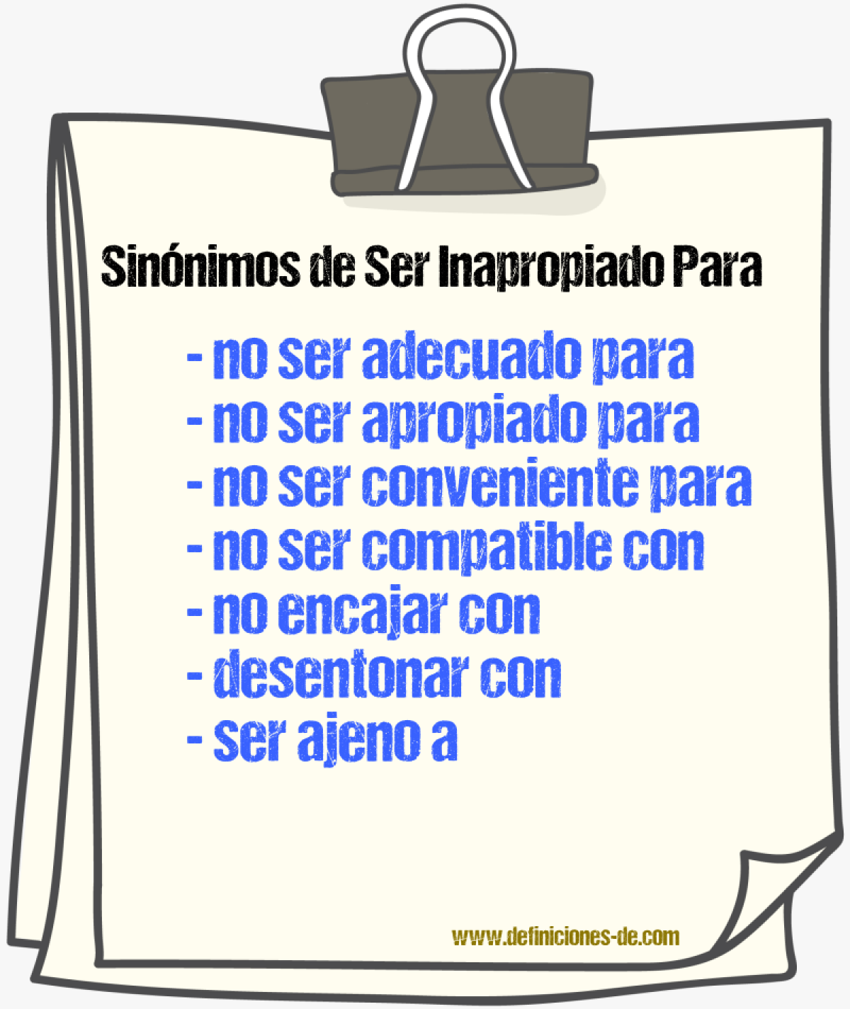 Sinónimos de ser inapropiado para