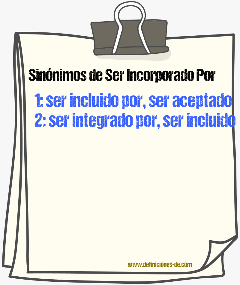 Sinónimos de ser incorporado por