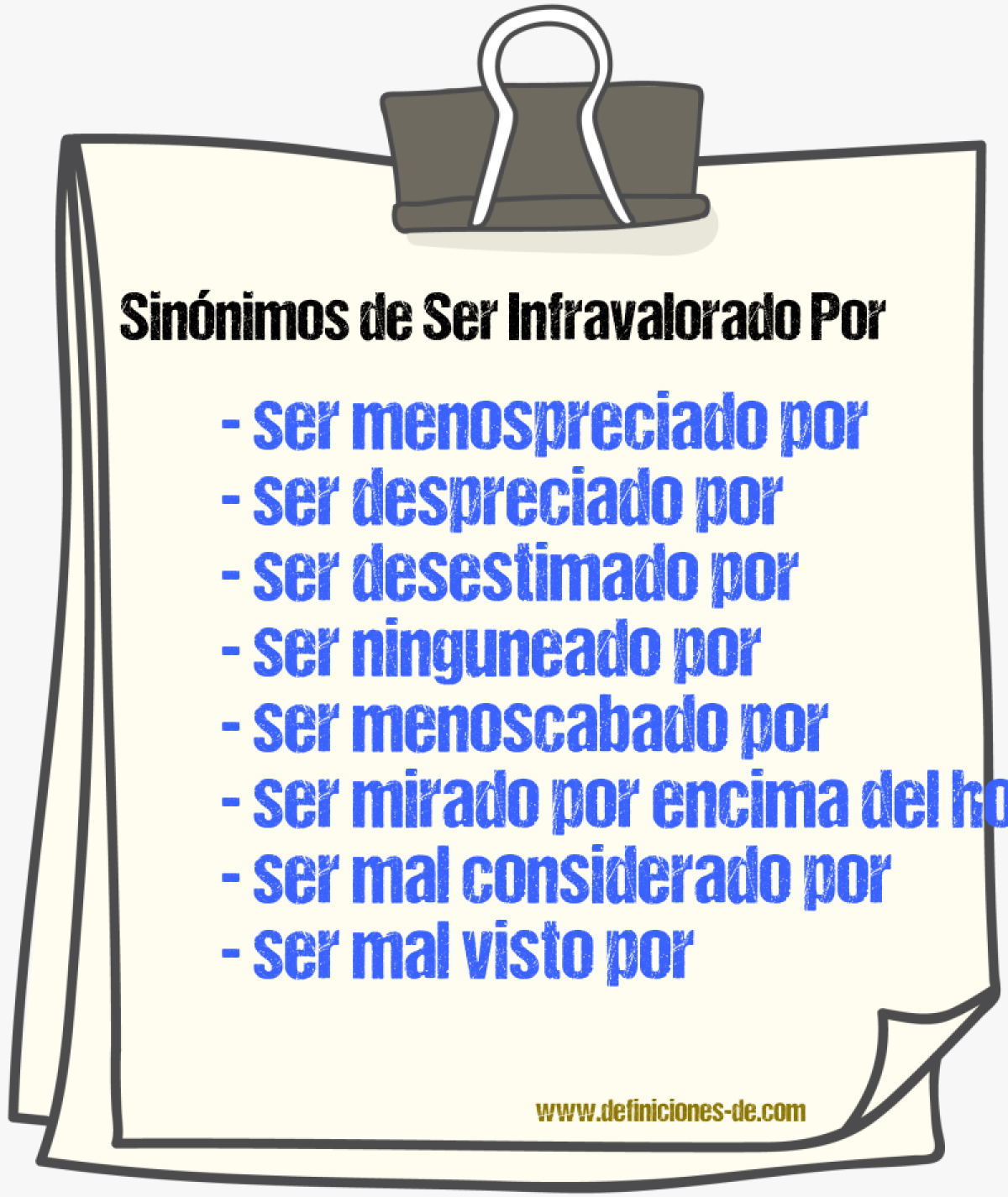 Sinónimos de ser infravalorado por