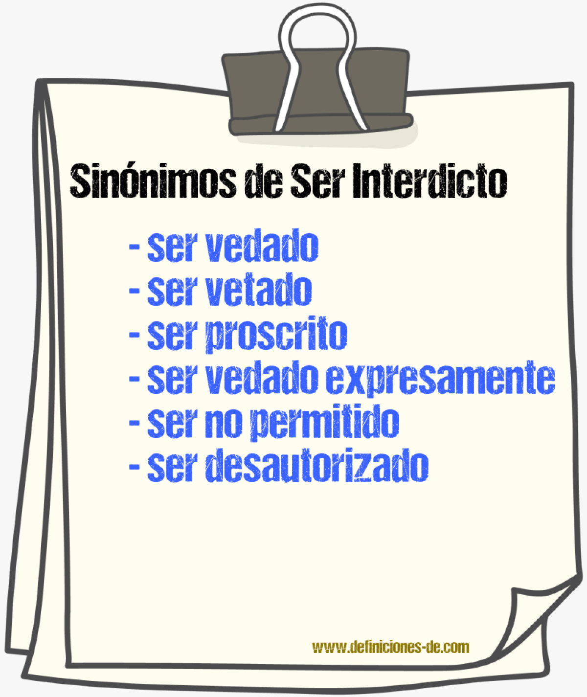 Sinónimos de ser interdicto