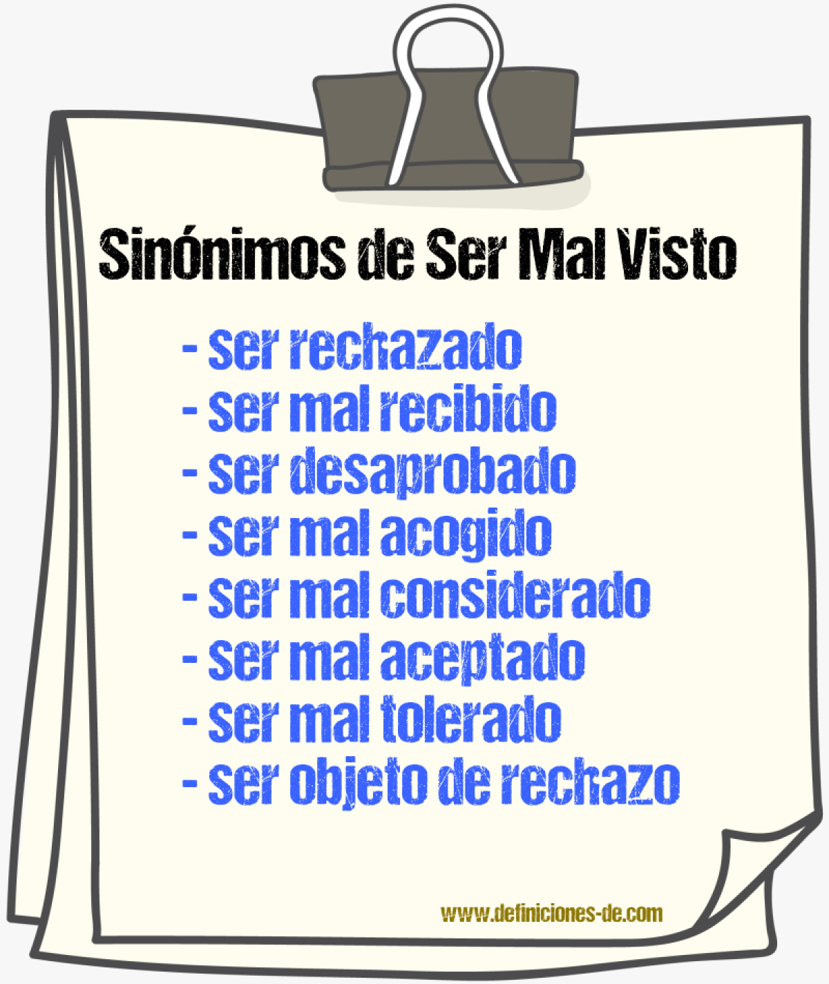 Sinónimos de ser mal visto