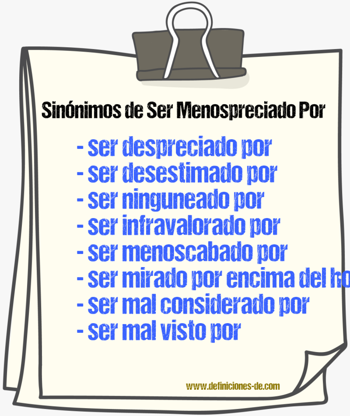 Sinónimos de ser menospreciado por
