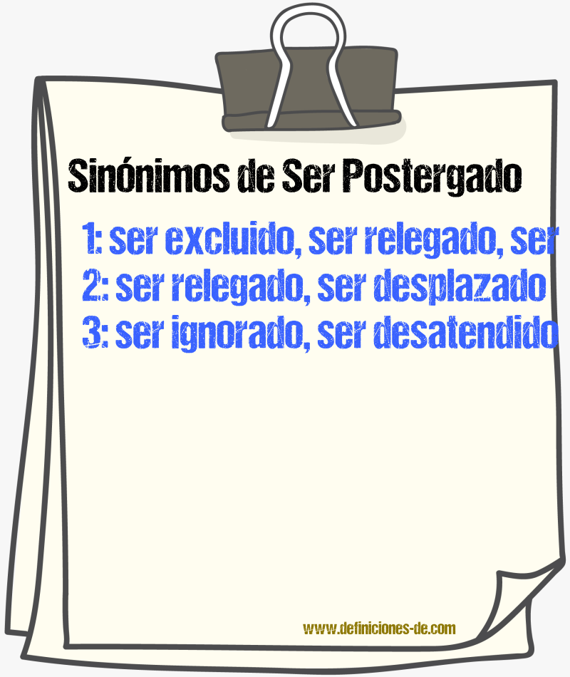 Sinónimos de ser postergado