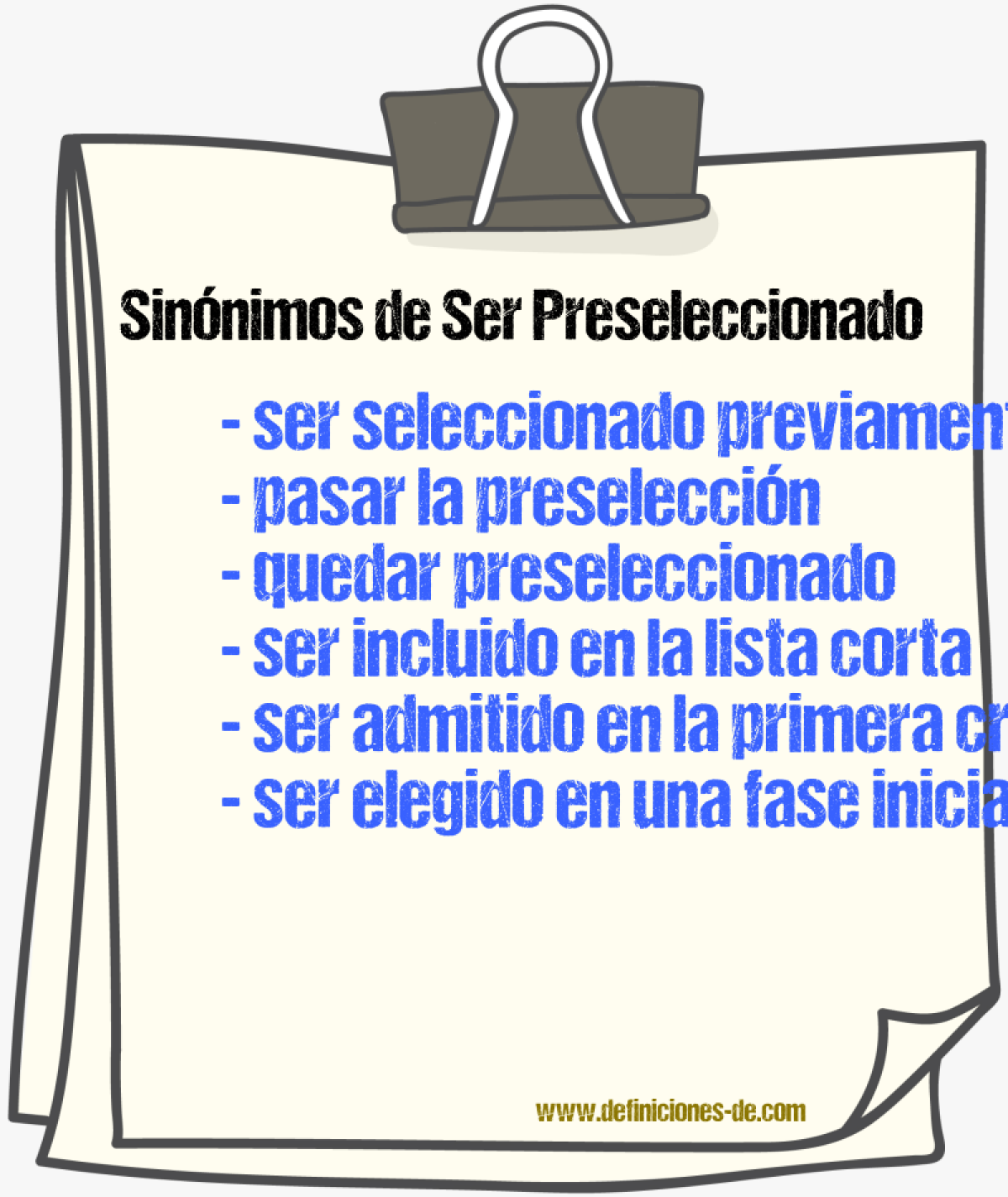 Sinónimos de ser preseleccionado