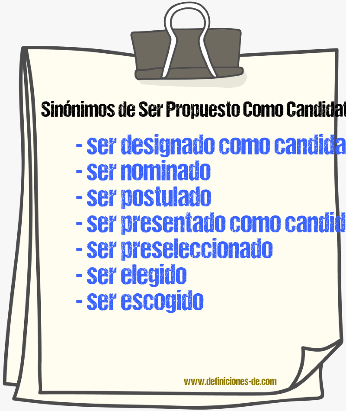 Sinónimos de ser propuesto como candidato
