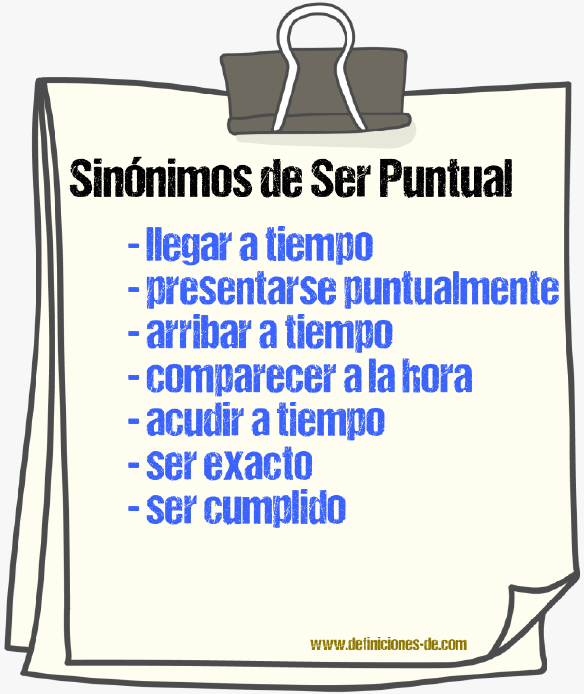 Sinónimos de ser puntual